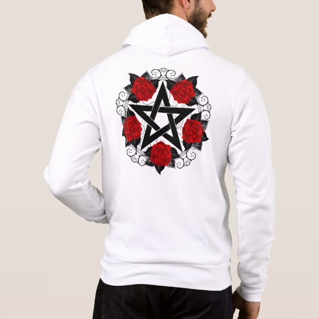 Pentagram with Red Roses Hoodie (Back)