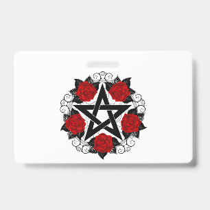 Pentagram with Red Roses ID Badge