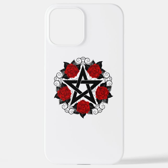 Pentagram with Red Roses iPhone Case (Back)