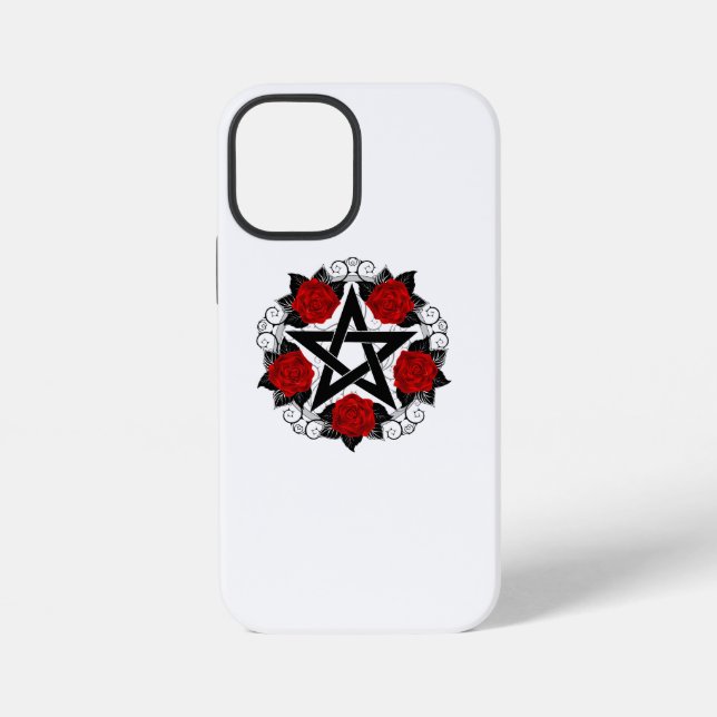 Pentagram with Red Roses iPhone Case (Back)