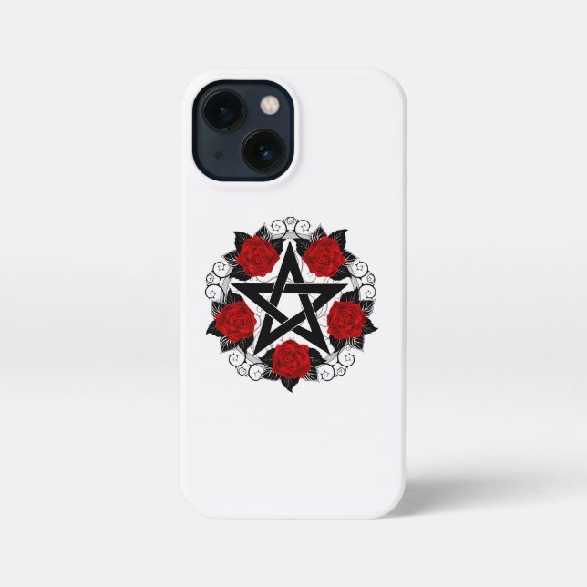 Pentagram with Red Roses iPhone Case (Back)