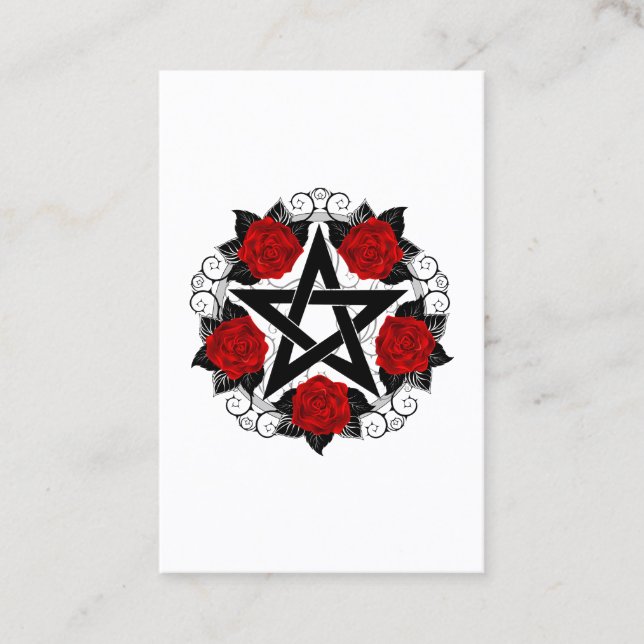 Pentagram with Red Roses Loyalty Card (Front)
