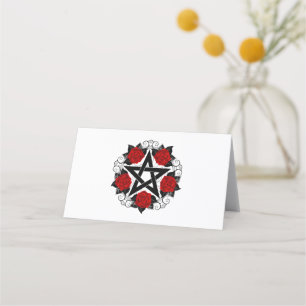 Pentagram with Red Roses Loyalty Card