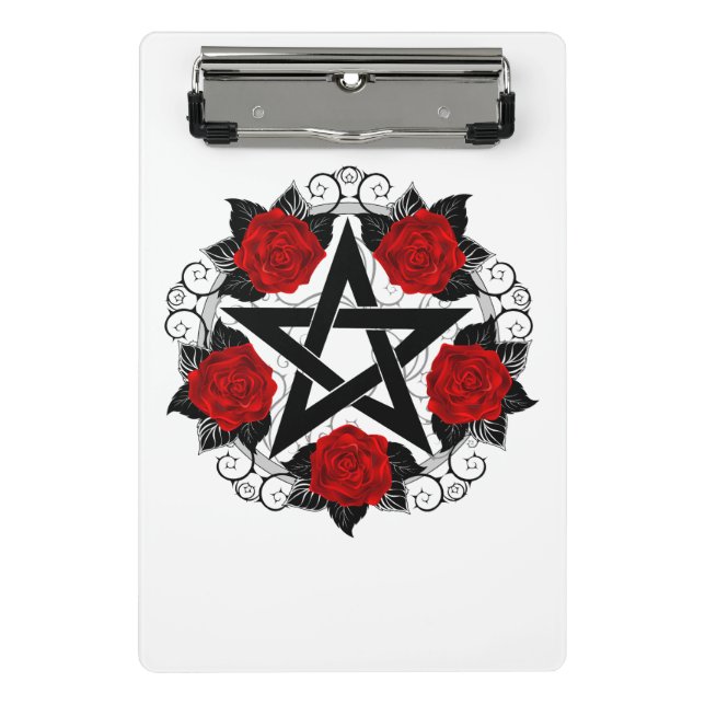 Pentagram with Red Roses Mini Clipboard (Front)