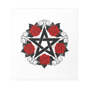 Pentagram with Red Roses Notepad