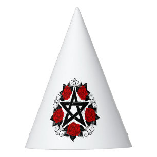 Pentagram with Red Roses Party Hat