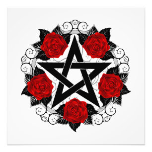 Pentagram with Red Roses Photo Print