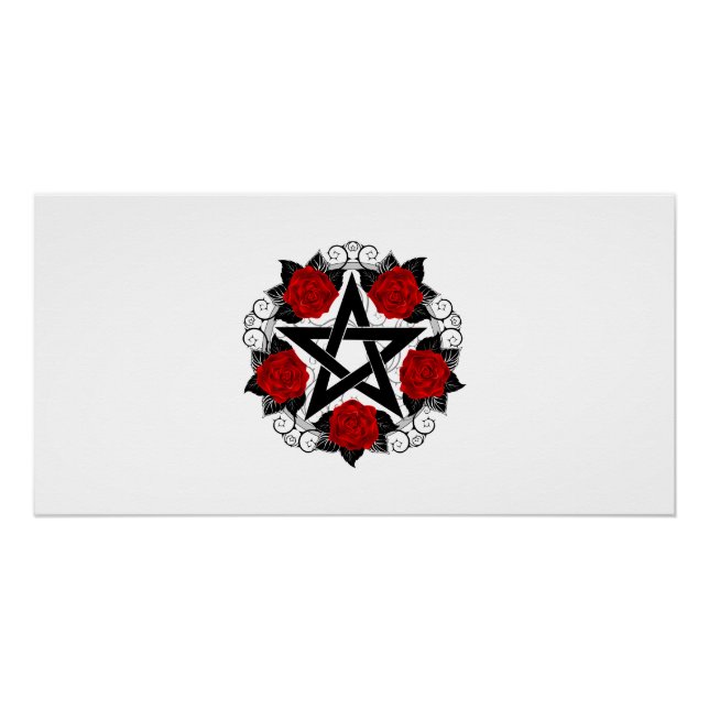 Pentagram with Red Roses Poster (Front)