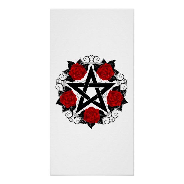Pentagram with Red Roses Poster (Front)