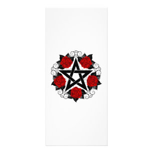 Pentagram with Red Roses Rack Card
