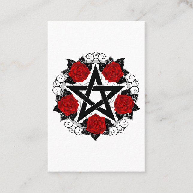 Pentagram with Red Roses Referral Card (Front)