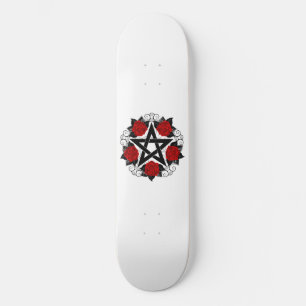 Pentagram with Red Roses Skateboard