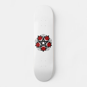 Pentagram with Red Roses Skateboard