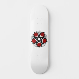 Pentagram with Red Roses Skateboard