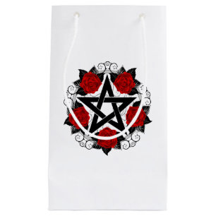 Pentagram with Red Roses Small Gift Bag