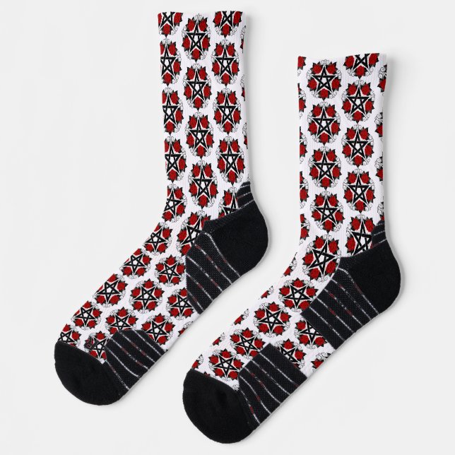 Pentagram with Red Roses Socks (Left)