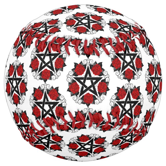 Pentagram with Red Roses Softball (Front)