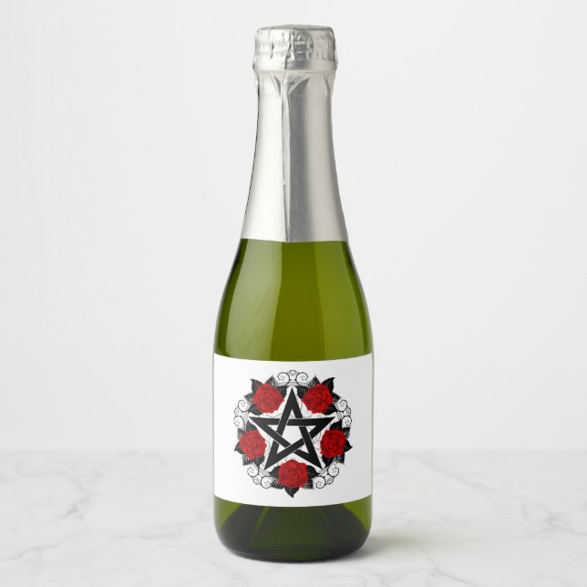 Pentagram with Red Roses Sparkling Wine Label (Front)