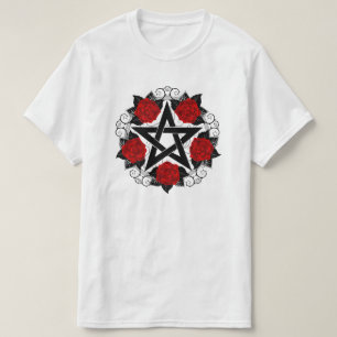 Pentagram with Red Roses T-Shirt