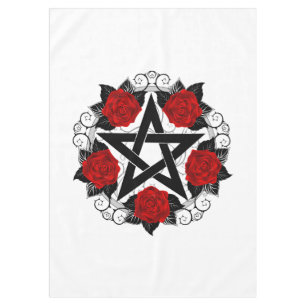 Pentagram with Red Roses Tablecloth