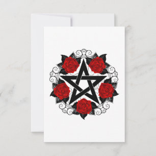 Pentagram with Red Roses Thank You Card