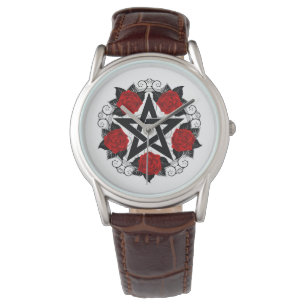 Pentagram with Red Roses Watch