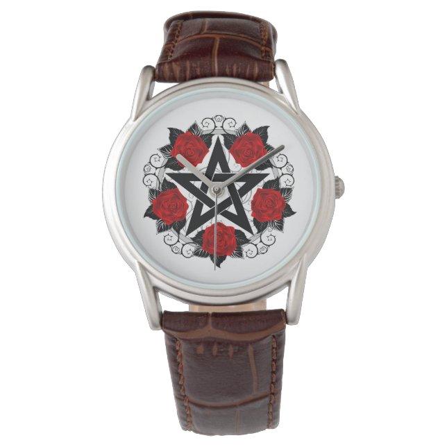 Pentagram with Red Roses Watch (Front)