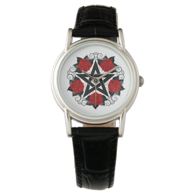 Pentagram with Red Roses Watch (Front)