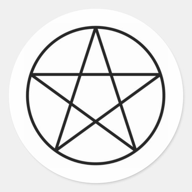 Pentagram within circle classic round sticker (Front)