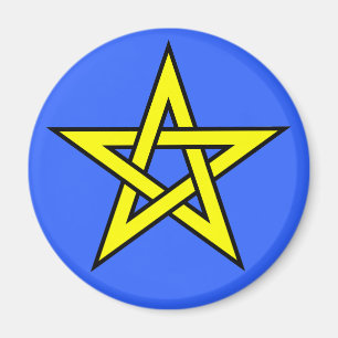 Pentagram Yellow on Blue Magnet