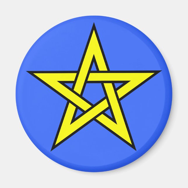 Pentagram Yellow on Blue Magnet (Front)