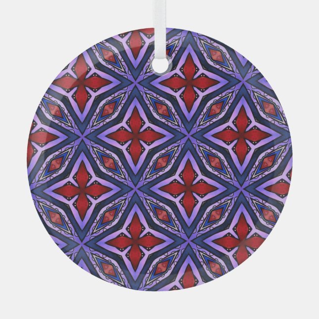 Pentas on Purple  Glass Tree Decoration (Front)