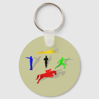 Pentathlon Fencing Shooting Swimming Jumping Run Key Ring