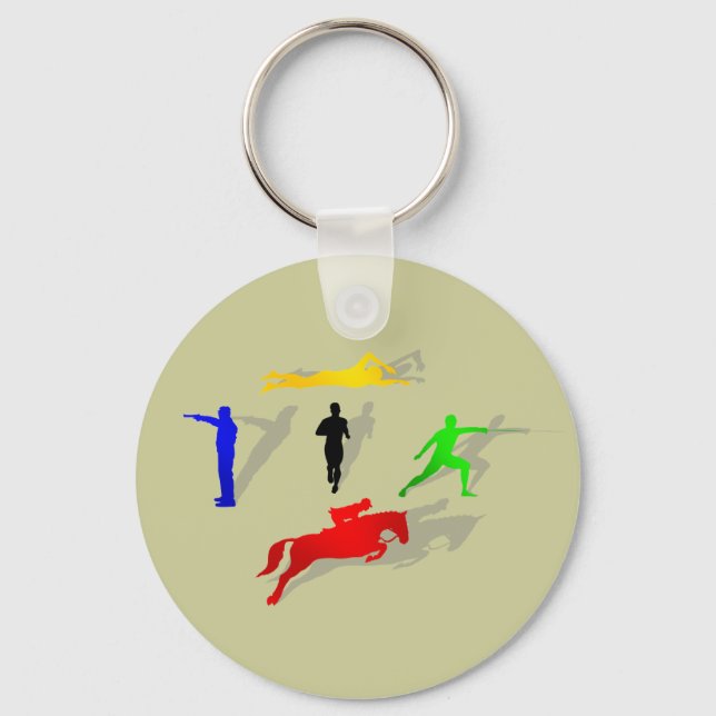 Pentathlon Fencing Shooting Swimming Jumping Run Key Ring (Front)