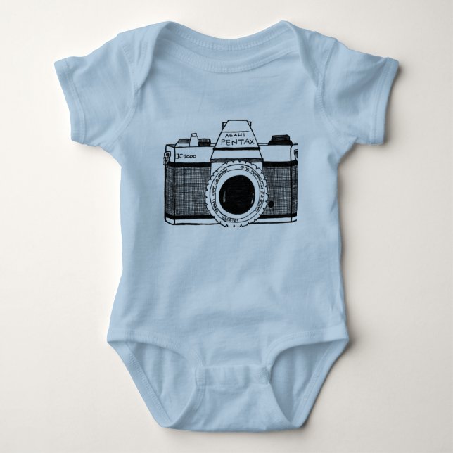 Pentax camera baby bodysuit (Front)
