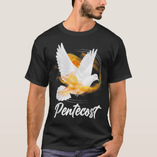 Pentecost Doves Tongues Fire Flame Holy Spirit Cat T-Shirt