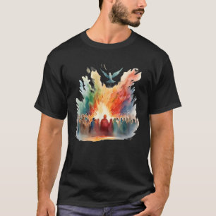 Pentecost Doves Tongues Fire Flame Holy Spirit Cat T-Shirt