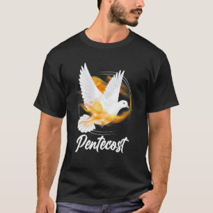 Pentecost Doves Tongues Fire Flame Holy Spirit Cat T-Shirt
