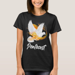 Pentecost Doves Tongues Fire Flame Holy Spirit Cat T-Shirt