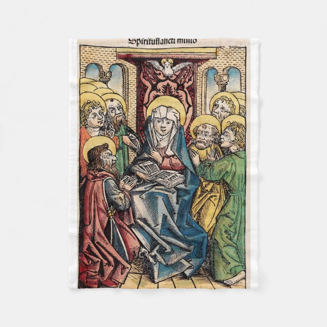 Pentecost scene after Easter Sunday Fleece Blanket (Front)