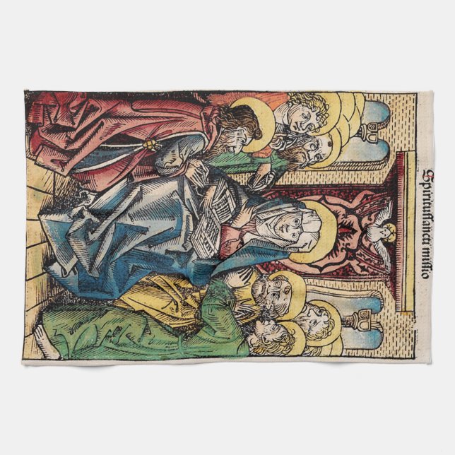 Pentecost scene after Easter Sunday Tea Towel (Horizontal)