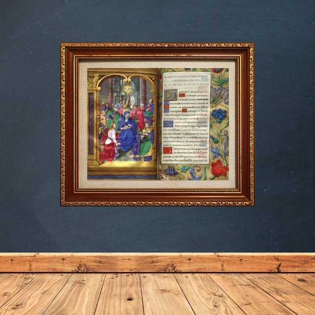 Pentecost Scene Mediaeval Renaissance Manuscript Poster (Pentecost Scene Medieval Renaissance Manuscript Catholic Christian Art Poster)