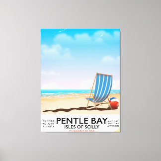 Pentle Bay Isles of Scilly travel poster Canvas Print