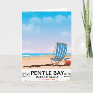 Pentle Bay Isles of Scilly travel poster Holiday Card