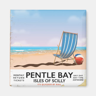 Pentle Bay Isles of Scilly travel poster Magnet
