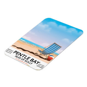 Pentle Bay Isles of Scilly travel poster Magnet