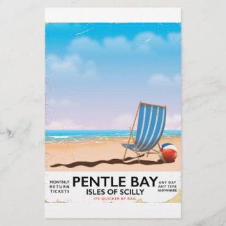 Pentle Bay Isles of Scilly travel poster Stationery