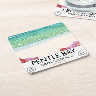 Pentle Bay, Tresco, Isles of Scilly Square Paper Coaster