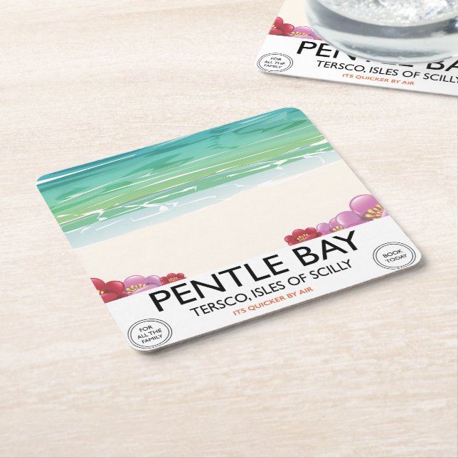 Pentle Bay, Tresco, Isles of Scilly Square Paper Coaster (Angled)
