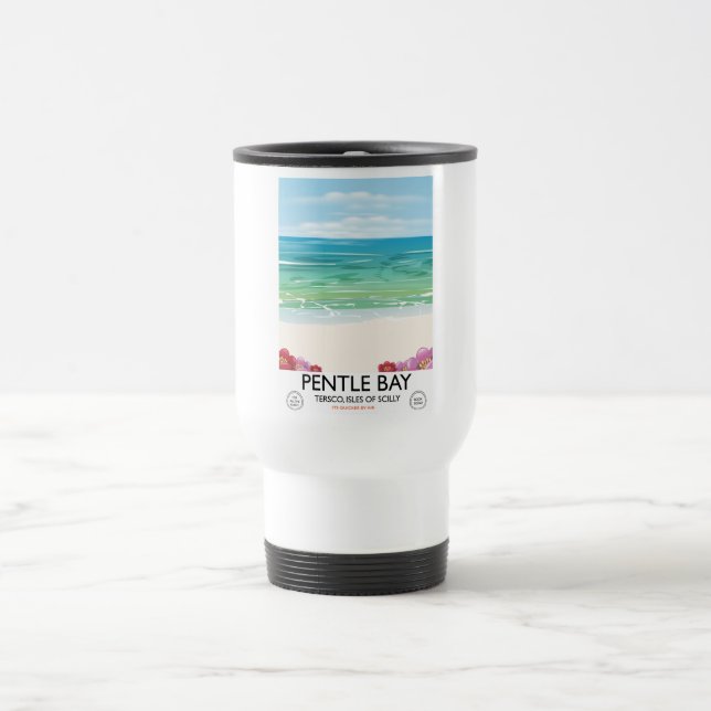 Pentle Bay, Tresco, Isles of Scilly Travel Mug (Center)